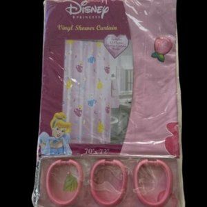 Disney Princess Vinyl Shower Curtain Jay Franco Belle Cinderella Aurora NIP